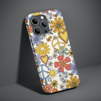 Funda Para iPhone 14 De Case-Mate Flores Corazones Retro Groovy Hippie