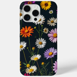 Funda Para iPhone 15 Pro Max Flores cortas en un fondo oscuro