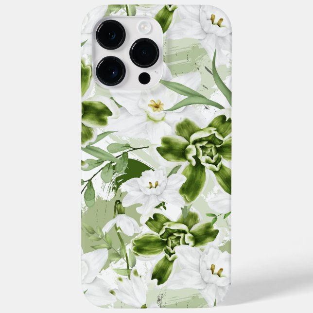 Funda De Case-Mate Para iPhone Flores de Acuarela Blancas 2 (Reverso)