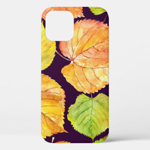 Funda Para iPhone 12 Flores de acuarela otoñales, patrón sin costuras.