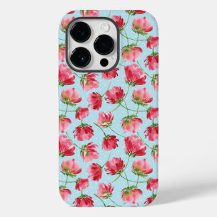 Funda Para iPhone 14 Pro De Case-Mate Flores de Acuarela Rojo Carmesín Lanzadas Lunares