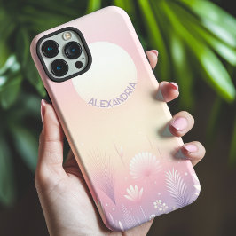 Funda Para iPhone 15 Flores De Acuarela Y Sol Con Nombre