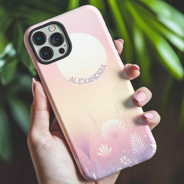 Funda De Case-Mate Para iPhone Flores De Acuarela Y Sol Con Nombre (Subido por el creador)