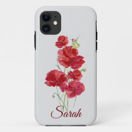 Funda Para iPhone 11 Flores de adormidera roja personalizado Rufous Hum