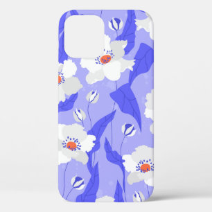Funda Para iPhone 12 Flores de amapola blancas sin fisuras. Hermosa ha