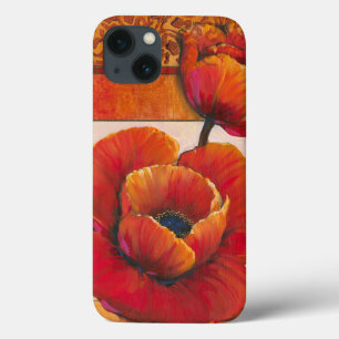 Funda Para iPhone 13 Flores de amapolas en un fondo tan y Naranja