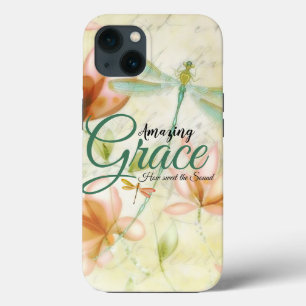 Funda Para iPhone 13 Flores de Amazing Grace y libélula Almohadón para