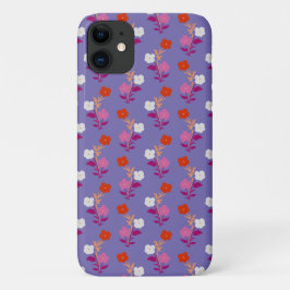 Funda Para iPhone 11 Flores de bandera lesbiana roja y rosa sutil
