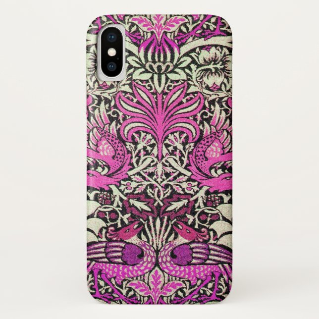FUNDA DE Case-Mate PARA iPhone FLORES DE BLANCO ROSA, PÁCOCOS Y DRAGONES (Reverso)