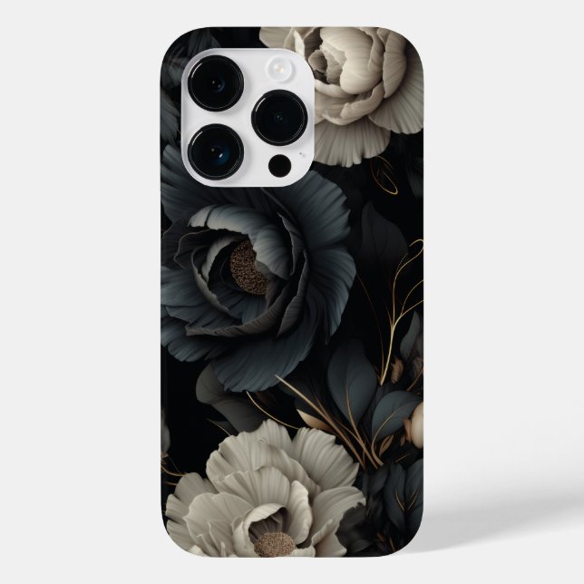 Funda De Case-Mate Para iPhone Flores de blanco y negro (Reverso )