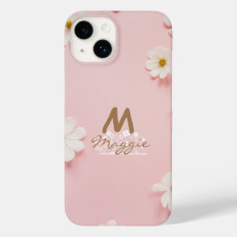 Funda Para iPhone 14 De Case-Mate Flores de bonito monogramadas linda fotografía ros