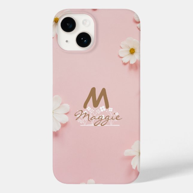 Funda De Case-Mate Para iPhone Flores de bonito monogramadas linda fotografía ros (Reverso )