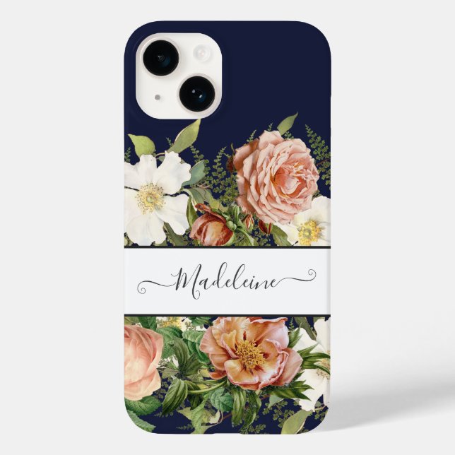 Funda De Case-Mate Para iPhone Flores de Bonito rosa y blanca de la Marina de Gue (Reverso )
