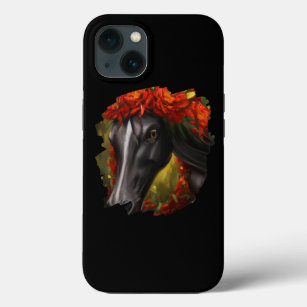 Funda Para iPhone 13 Flores de caballo Cute Art Pintura Flor Hípica R
