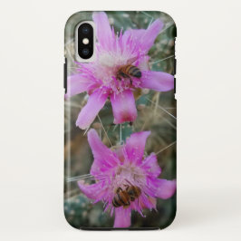 Funda Para iPhone X Flores De Cactus De Cholla Rosa Con Abejas De Miel