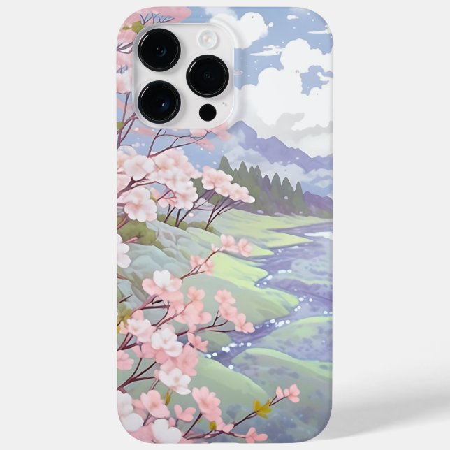 Funda De Case-Mate Para iPhone Flores de cerezo Paisaje acuático Pastel (Reverso)