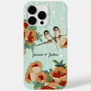 Funda Para iPhone 14 Pro Max De Case-Mate Flores de cerezo vintage pájaros de amor melocotón