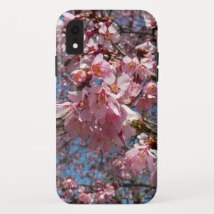 Funda Para iPhone XR Flores de cerezo y de primavera rosada de abeja