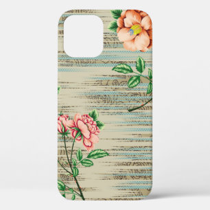Funda Para iPhone 12 Flores de color rosa y naranja con hojas verdes