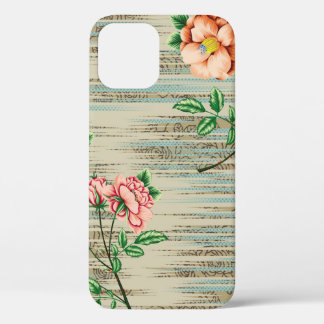 Funda Para iPhone 12 Flores de color rosa y naranja con hojas verdes 