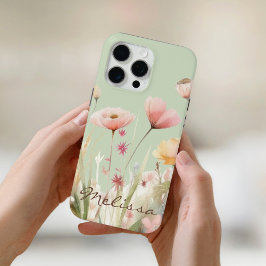 Funda Para iPhone 15 Pro Max Flores de color verde claro elegante primavera