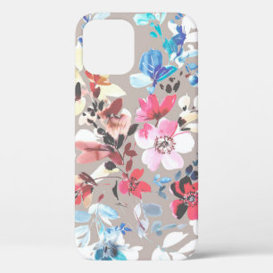 Funda Para iPhone 12 Flores de colores, diseño artístico de las hojas y