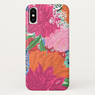 Funda Para iPhone X Flores de colores pintadas a mano en bonito