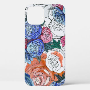 Funda Para iPhone 12 Flores de colores: Vibrante patrón sin foco