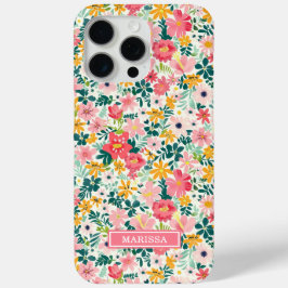 Funda Para iPhone 15 Pro Max Flores de Coral Ditsy Monogramadas