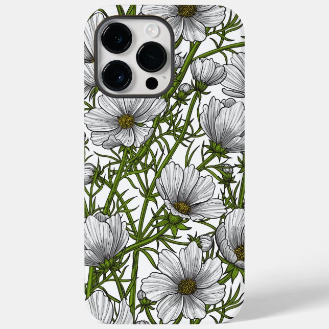 Funda De Case-Mate Para iPhone Flores de cosmos blancos (Reverso )
