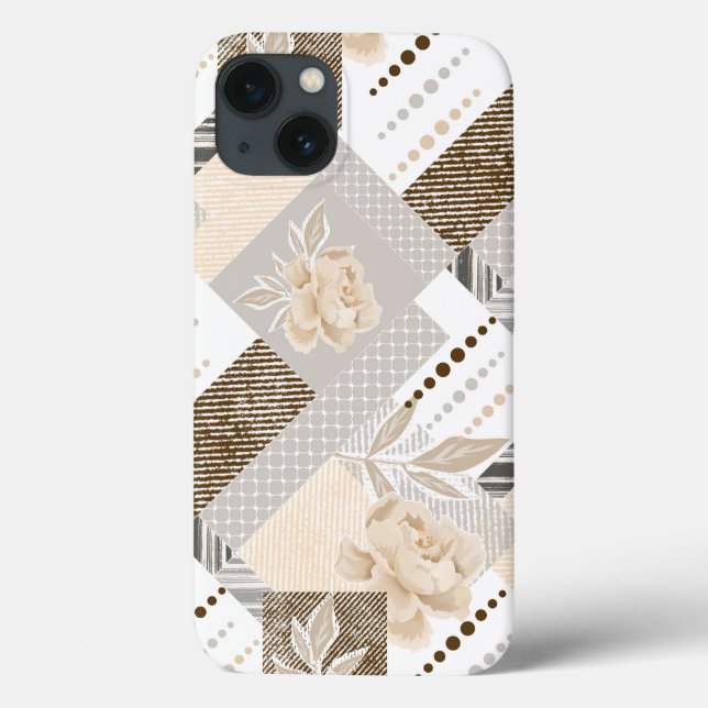 Funda De Case-Mate Para iPhone Flores de crema sobre blanco (Reverso)