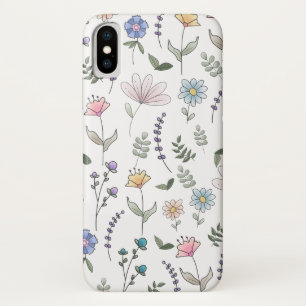 Funda Para iPhone X Flores de doodle acuáticas de primavera