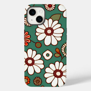 Funda Para iPhone 14 De Case-Mate Flores de época en un fondo verde