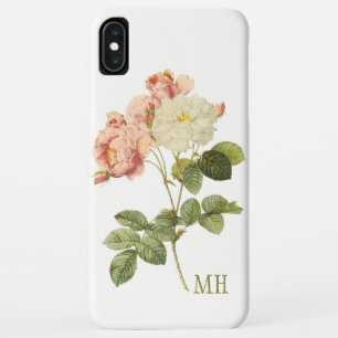 Funda Para iPhone XS Max Flores de época personalizado monograma estuches d