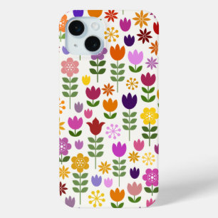 Funda Para iPhone 15 Mini Flores de estilo escandinavo gran patrón