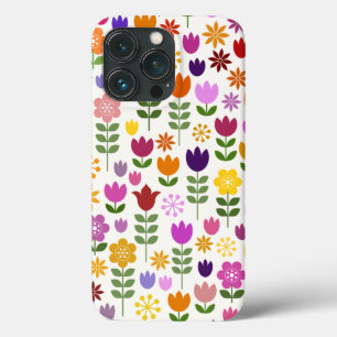 Funda Para iPhone 13 Pro Flores de estilo escandinavo gran patrón