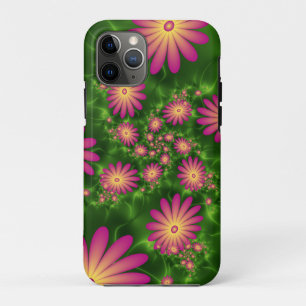 Funda Para iPhone 11 Pro Flores de fantasía rosa arte fractal abstracto mod