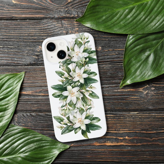 Funda De Case-Mate Para iPhone Flores de Floral Blanca  (White Floral Flowers Greenery iPhone Case)