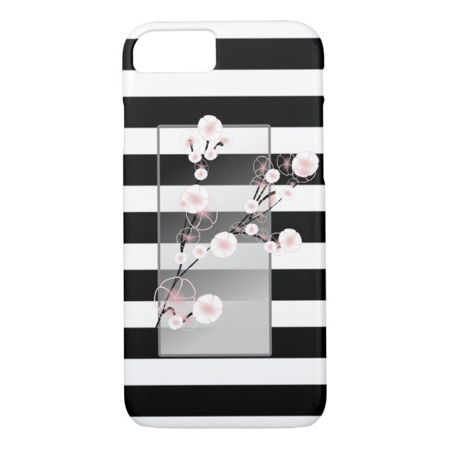 Funda De Case-Mate Para iPhone Flores de flores blancas negras (Reverso)