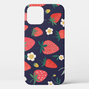 Funda Para iPhone 12 Flores de fresa y frutas: patrón decorativo
