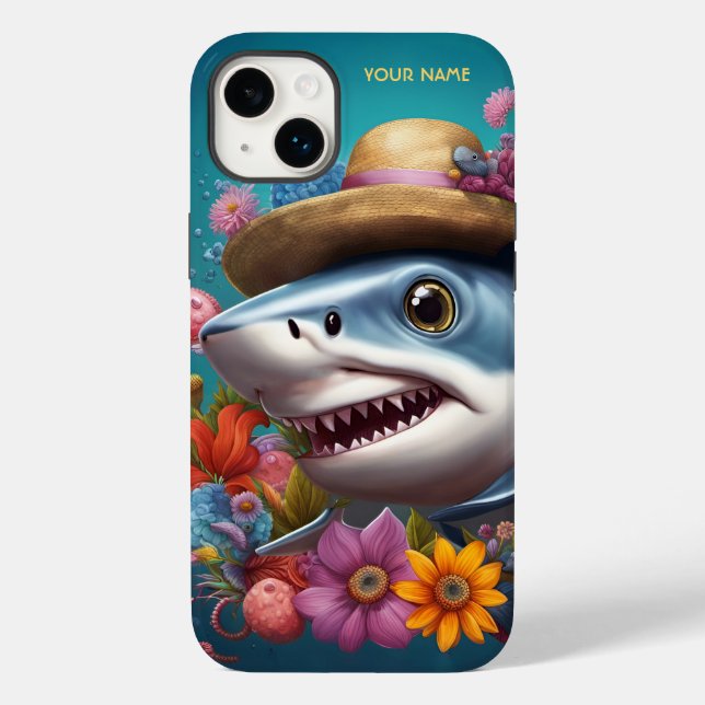 Funda De Case-Mate Para iPhone Flores de Gorra de tiburón mugrientas (Reverso )