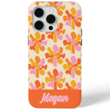 Flores de Groovy Rosadas Naranjas Retro Personaliz