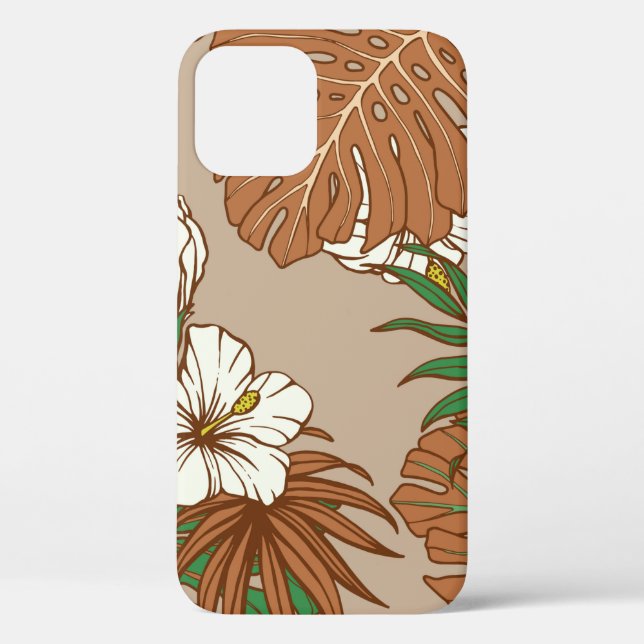 Funda De Case-Mate Para iPhone Flores de hibisco de piel de leopardo (Reverso )