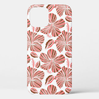 Funda Para iPhone 12 Flores de hibisco hawaiano: estilo tropical marrón