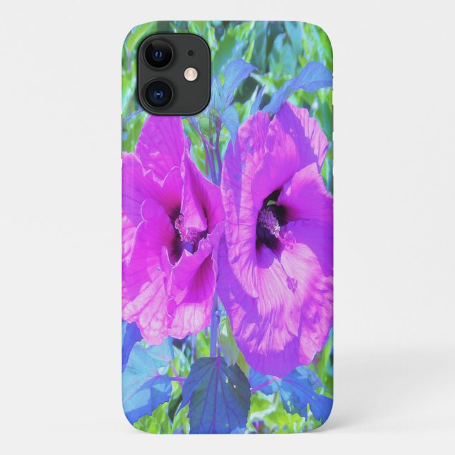 Funda De Case-Mate Para iPhone Flores de Hibiscus púrpura ultravioleta (Reverso)