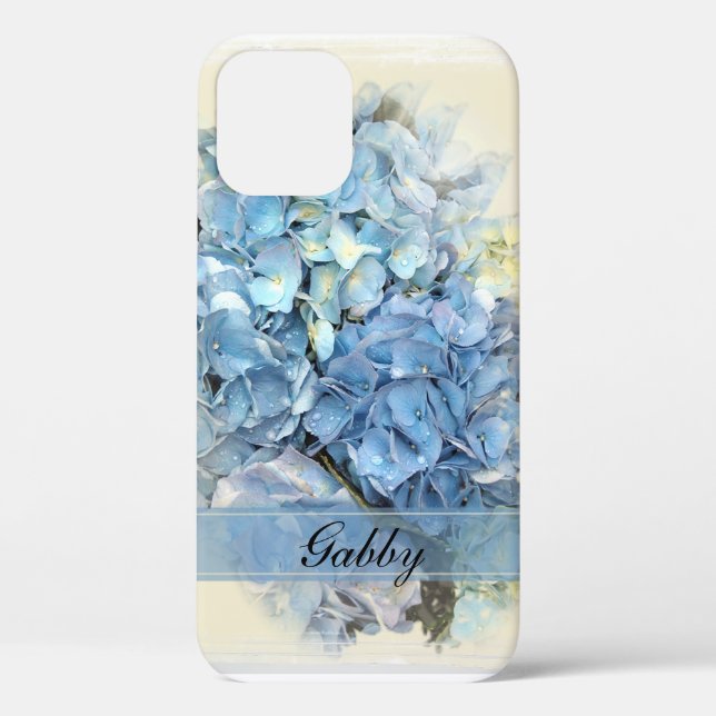 Funda De Case-Mate Para iPhone Flores de hidrangea azul (Reverso )