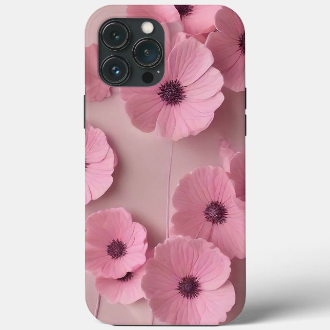 Funda De Case-Mate Para iPhone Flores de Hortensia Rosa (Reverso )