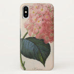 Funda Para iPhone X Flores de huertos de vintage, hidrangea rosada Hor<br><div class="desc">Imagen floral botánica de ilustracion vintage con un gran florecimiento de Hydrangea rosa. También conocida como Hortensia. Arte del artista y botánico Pierre Joseph Redoute.</div>