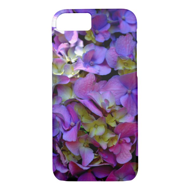 Funda De Case-Mate Para iPhone Flores de Hydrangeas azul morado (Reverso)