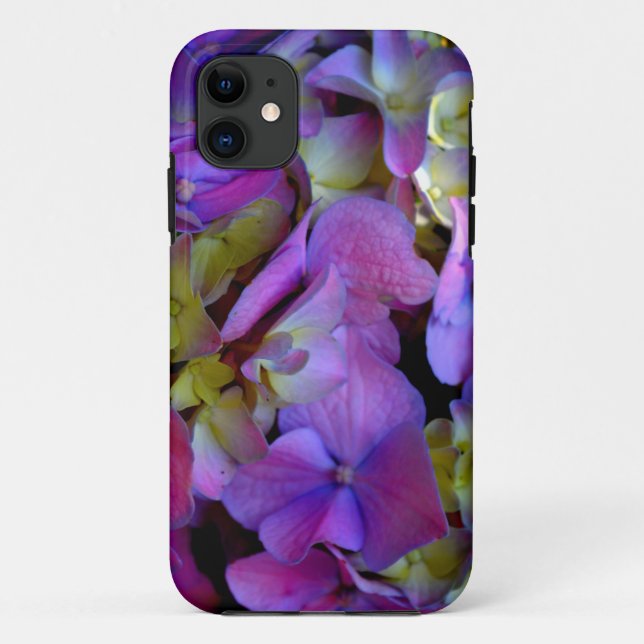Funda De Case-Mate Para iPhone Flores de Hydrangeas azul morado (Reverso)